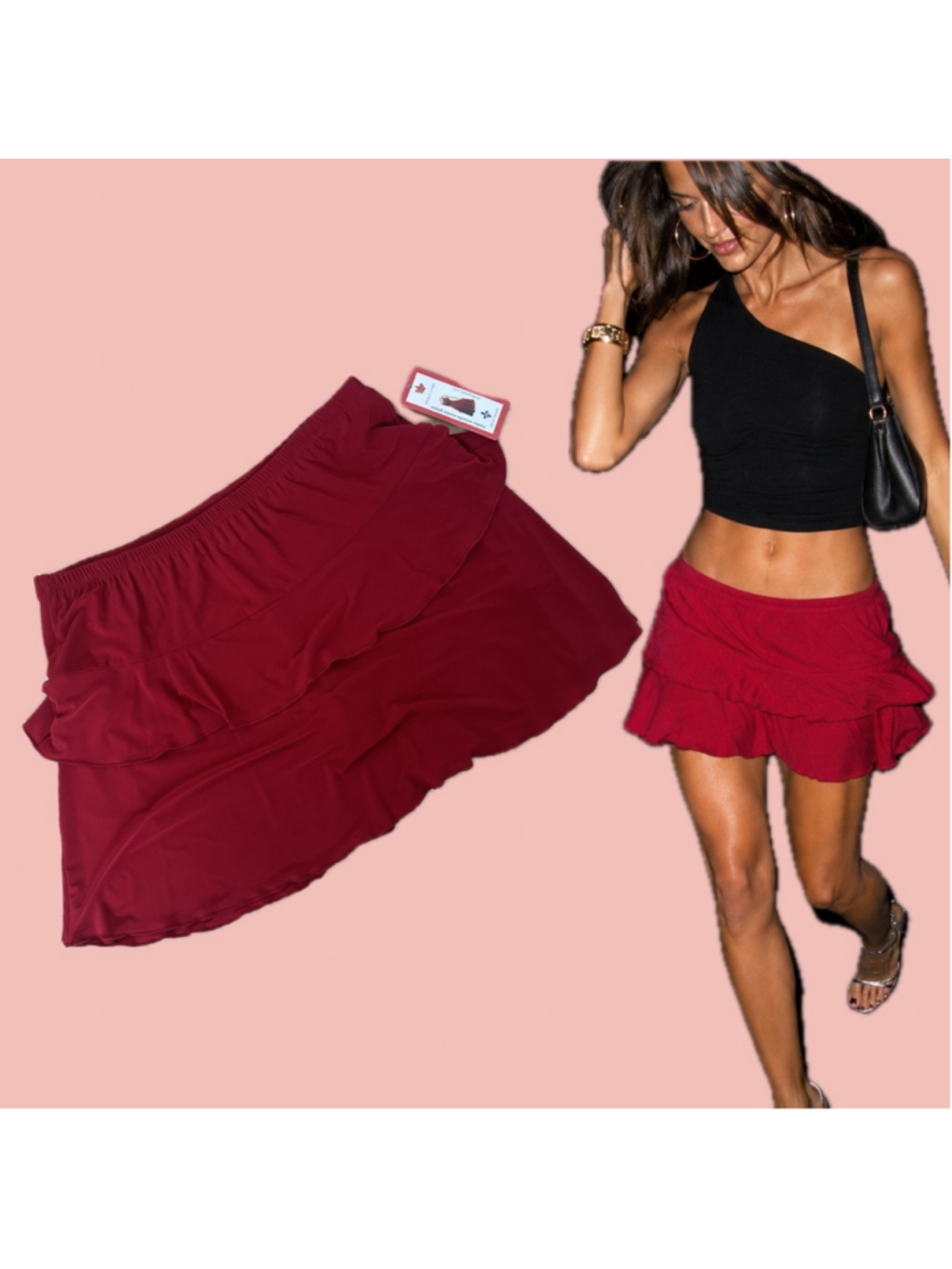 Vintage Y2K Red Ruffle Tennis Skort Made in Canada XXL – Stretch Mini